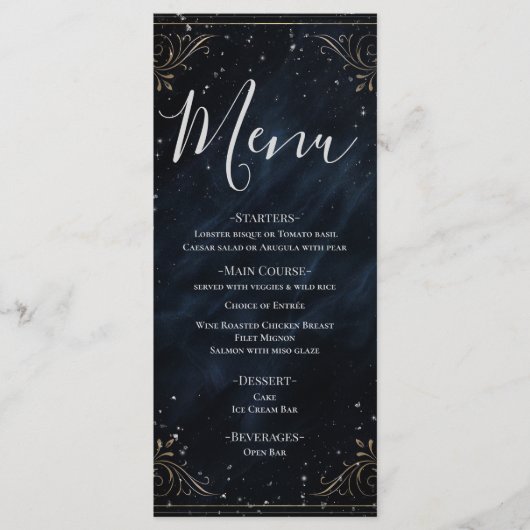 Menu de mariage Obsidienne Oracle Midnight Eleganc (Devant)
