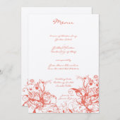 Menu de mariage Oiseaux de corail et tourbillons (Devant / Derrière)