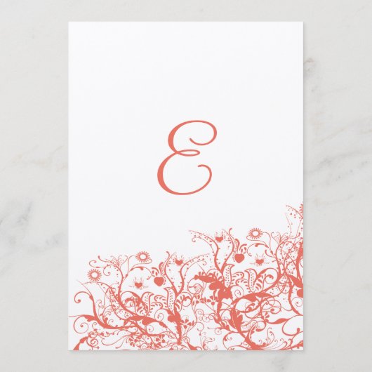 Menu de mariage Oiseaux de corail et tourbillons (Dos)