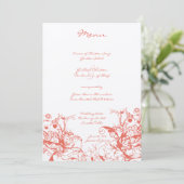 Menu de mariage Oiseaux de corail et volutes (Debout devant)