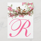 Menu de mariage oiseaux de l'amour rose et gris vi (Dos)