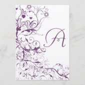 Menu de mariage Oiseaux et Tourbillons Violets (Dos)