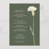 Menu de mariage Olive Green Calla Lily (Devant)