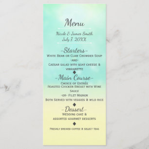 Menu de mariage ombré Ocean & Sand Look plage