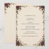 Menu de mariage Once Upon a Midnight Plum Rose (Devant / Derrière)