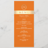 Menu de mariage orange moderne (Devant)