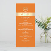 Menu de mariage orange moderne (Debout devant)