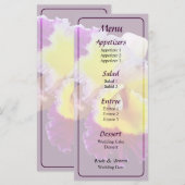 Menu de mariage orchidée Cattleya jaune et magenta (Devant / Derrière)