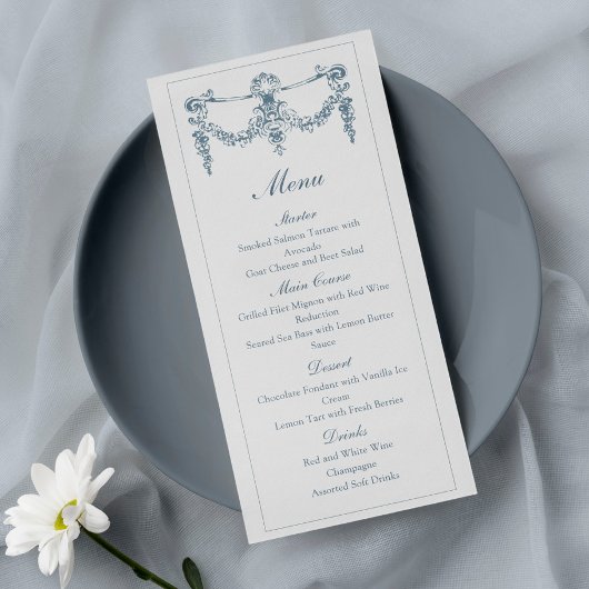 Menu de mariage orné de baroque élégant