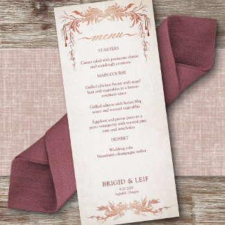 Menu de mariage païen par la main liée