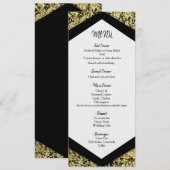 Menu de mariage pailleté noir et or chic (Devant / Derrière)