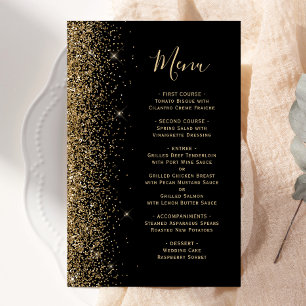 Menu de mariage pailleté or noir à budget élevé