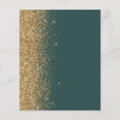 Menu de mariage paillettes dorées vert foncé budge (Dos)