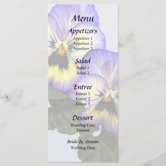 Menu de mariage Pansy Duo (Devant)