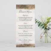 Menu de mariage personnalisé bois rustique campagn (Debout devant)