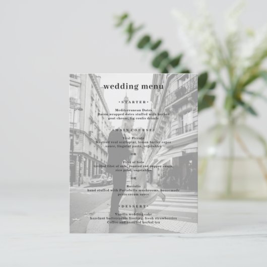 Menu de mariage photo minimaliste moderne (Debout devant)