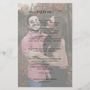 Menu de mariage photo simple et élégant moderne
