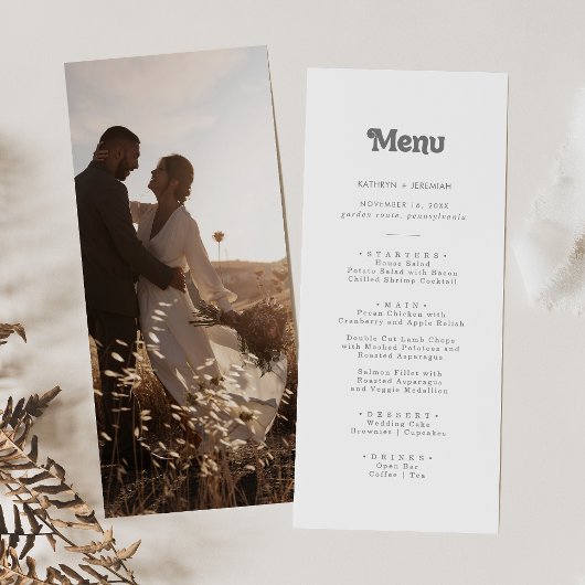 Menu de mariage photo simple formel