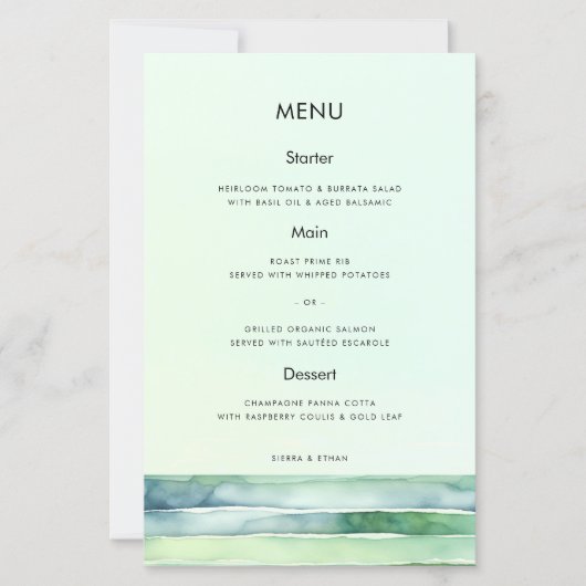 Menu de mariage Piscine de marée verte de plage cô (Devant)