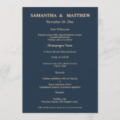 Menu de mariage Plage Coquillage Or Bleu (Dos)