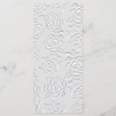 Menu de mariage plat Faux Roses blanches en relief (Dos)