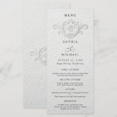Menu de mariage plat floral embossé faux (Devant / Derrière)