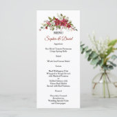 Menu de mariage Poinsettia Rouge Blanc Noël (Debout devant)