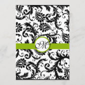 Menu de mariage pomme verte tourbillonnante damas  (Dos)