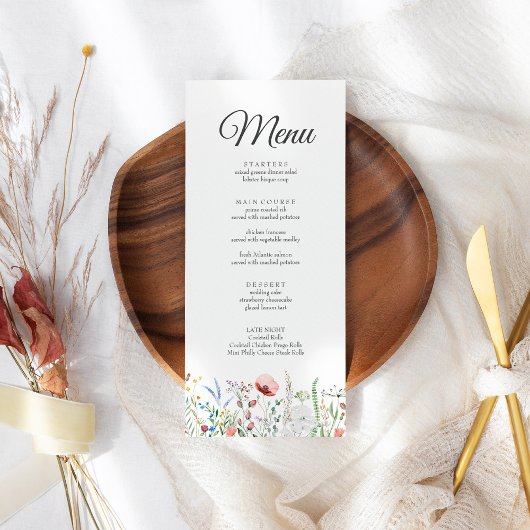 Menu de mariage Prairie de Fleurs Sauvages