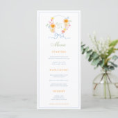 Menu de mariage printanier à rayures bleues et bla (Debout devant)