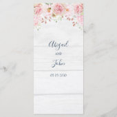 Menu de mariage printanier aux fleurs roses rustiq (Dos)
