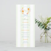 Menu de mariage printanier avec rayures vertes et (Debout devant)