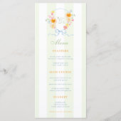 Menu de mariage printanier avec rayures vertes et (Devant)