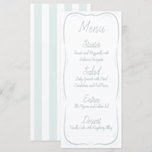 Menu de mariage rayé avec bordure vert mousse de m