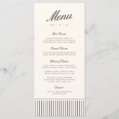 Menu de mariage rayé classique noir et écru (Devant)