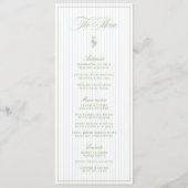Menu de mariage rayé classique vert sauge et bleu (Devant)