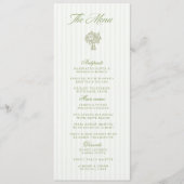 Menu de mariage rayé vert sauge et beige classique (Devant)