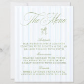 Menu de mariage rayé vert sauge et bleu classique (Devant)