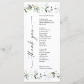 Menu de mariage recto-verso à aquarelle et verdure (Dos)