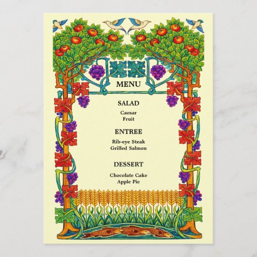 Menu de mariage rétro Art nouveau (Devant)