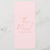 Menu de mariage rétro rose corail écrit à la main (Dos)