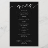 Menu de mariage romantique blanc et noir à budget (Devant)