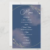 Menu de mariage romantique bleu marine et rose blu (Dos)