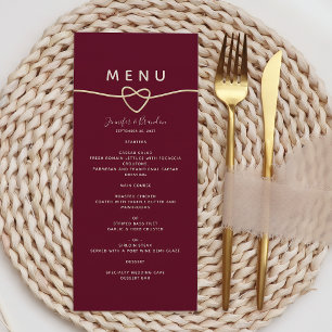 Menu de mariage romantique en burgundy