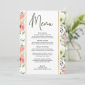 Menu de mariage romantique floral coquille d'oeuf (Debout devant)