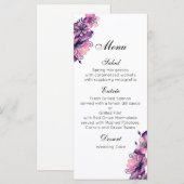 Menu de mariage romantique rose. Menu de dîner vio (Devant / Derrière)