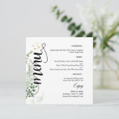 Menu de mariage rond et plat à écriture élégante e (Debout devant)