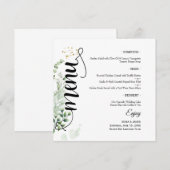 Menu de mariage rond et plat à écriture élégante e (Devant / Derrière)