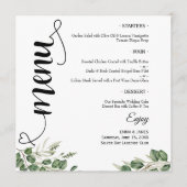 Menu de mariage rond et plat à écriture élégante e (Devant)