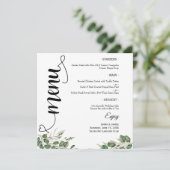 Menu de mariage rond et plat à écriture élégante e (Debout devant)